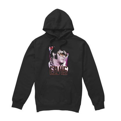 Black - Front - Elvis Presley Unisex Adult 70S Star Hoodie