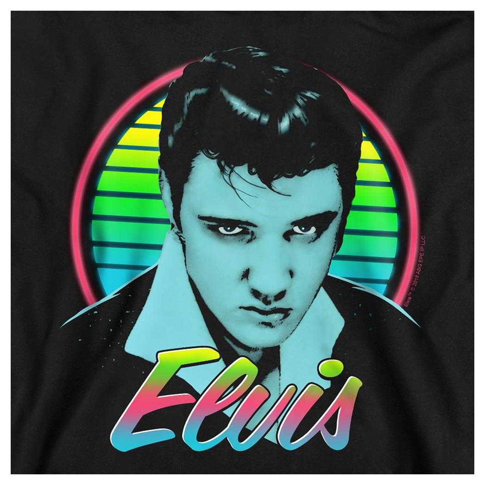 Black - Side - Elvis Presley Childrens-Kids Neon King Pull Over Hoodie