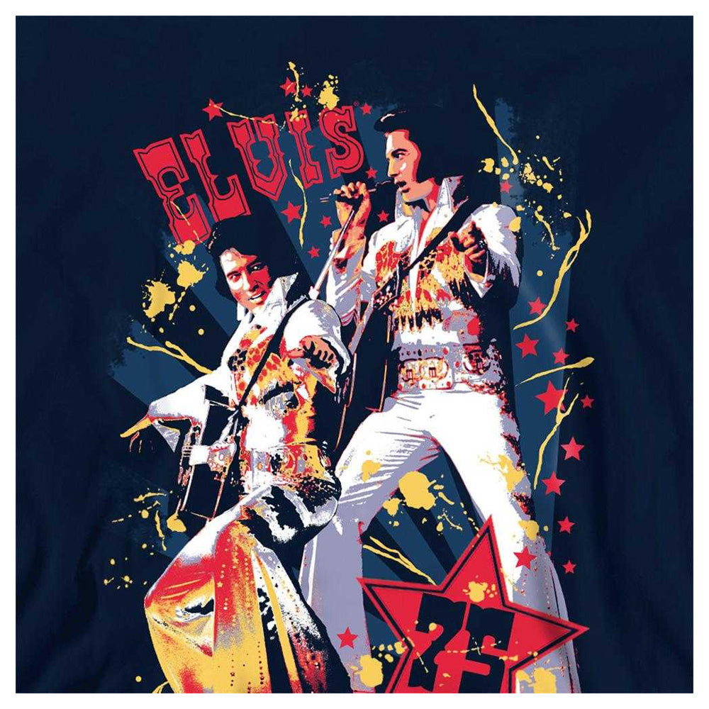 Navy - Side - Elvis Presley Childrens-Kids Eagle Pull Over Hoodie