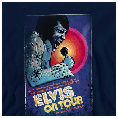 Navy - Side - Elvis Presley Childrens-Kids On Tour Poster Hoodie