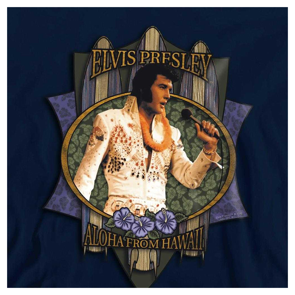 Navy - Side - Elvis Presley Childrens-Kids Aloha From Hawaii Hoodie