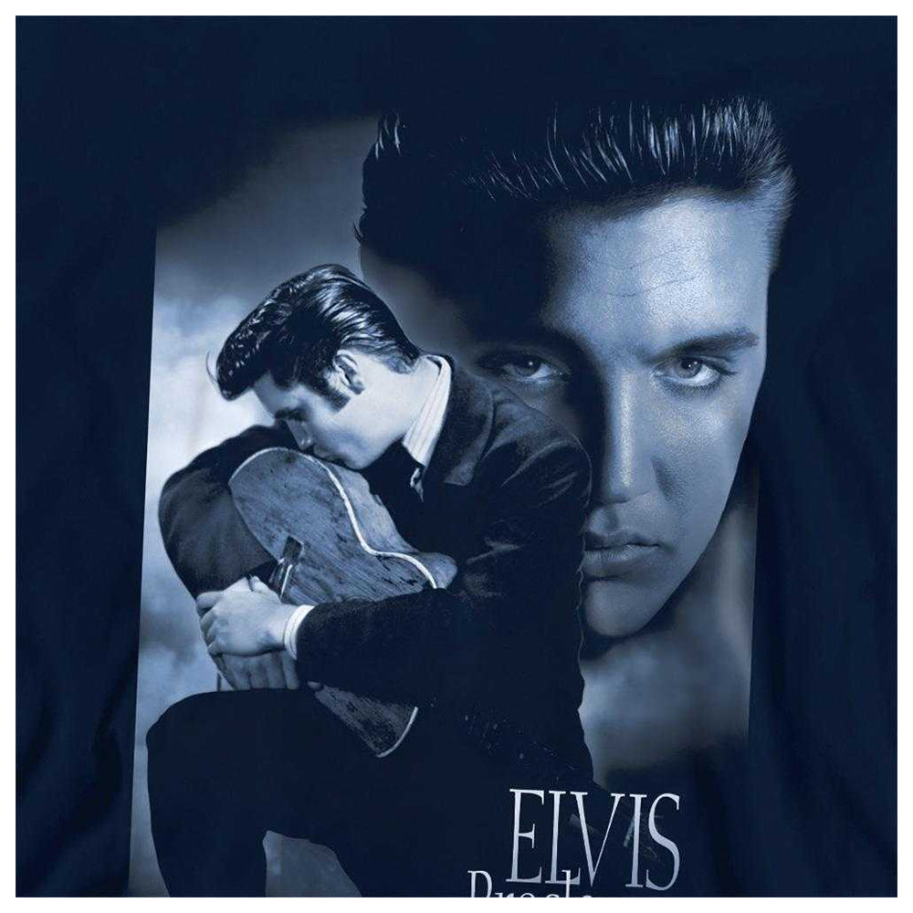 Navy - Side - Elvis Presley Childrens-Kids Reverent Pull Over Hoodie