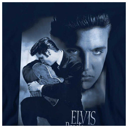 Navy - Side - Elvis Presley Childrens-Kids Reverent Pull Over Hoodie