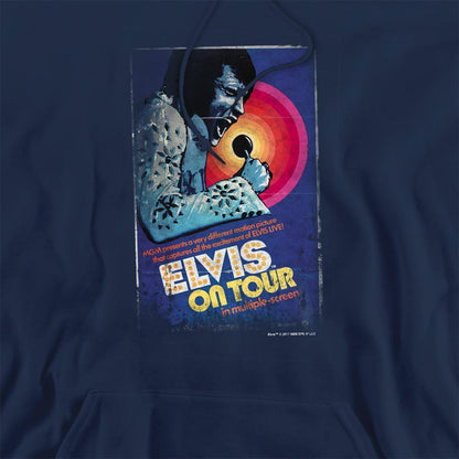 Navy - Side - Elvis Presley Unisex Adult On Tour Poster Hoodie