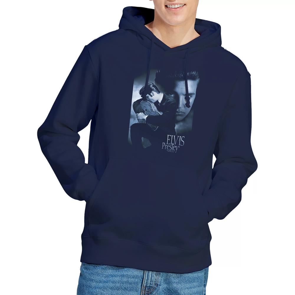 Navy - Back - Elvis Presley Unisex Adult Reverent Hoodie