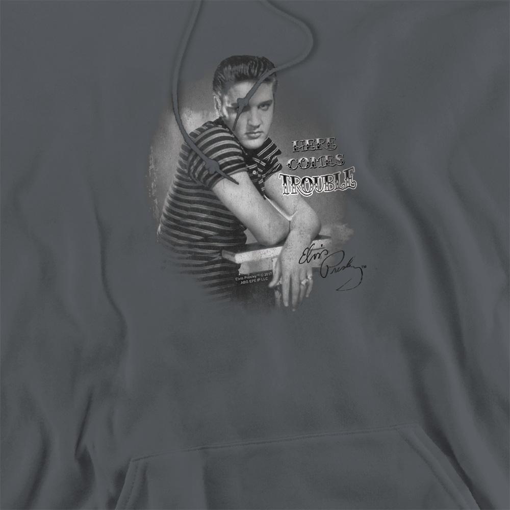 Charcoal - Side - Elvis Presley Unisex Adult Trouble Hoodie