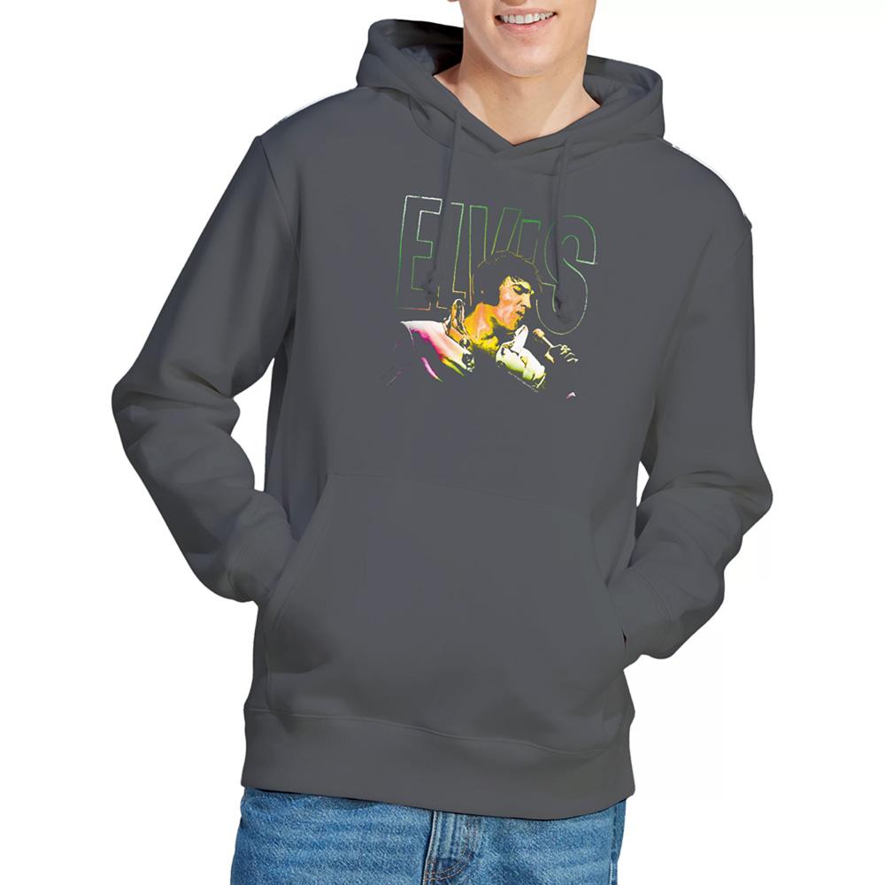 Charcoal - Back - Elvis Presley Unisex Adult Multicoloured Hoodie
