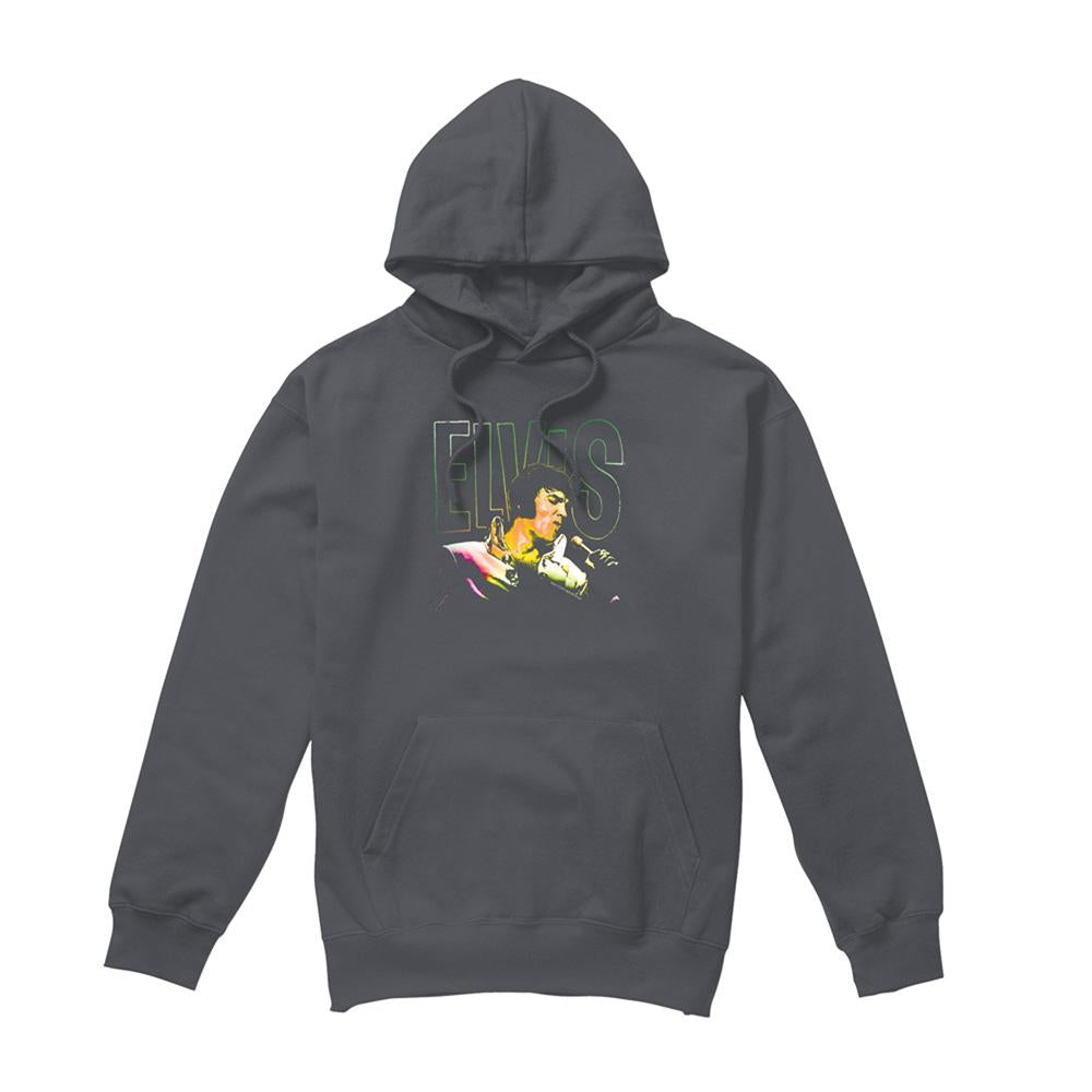 Charcoal - Front - Elvis Presley Unisex Adult Multicoloured Hoodie
