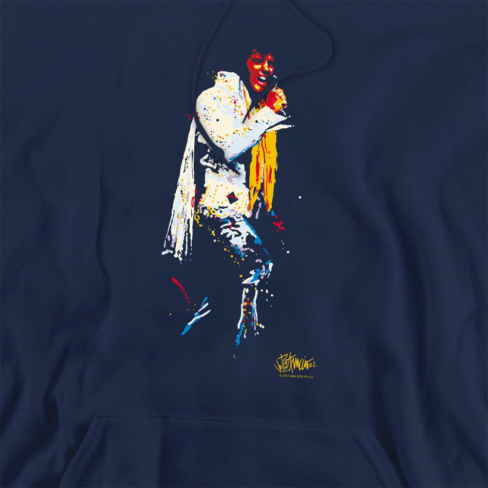 Navy - Side - Elvis Presley Unisex Adult Yellow Scarf Hoodie