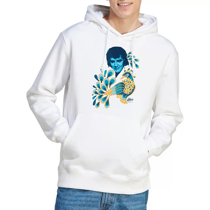 White - Back - Elvis Presley Unisex Adult Peacock Hoodie