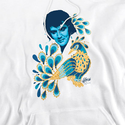 White - Side - Elvis Presley Unisex Adult Peacock Hoodie