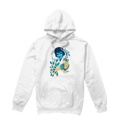 White - Front - Elvis Presley Unisex Adult Peacock Hoodie