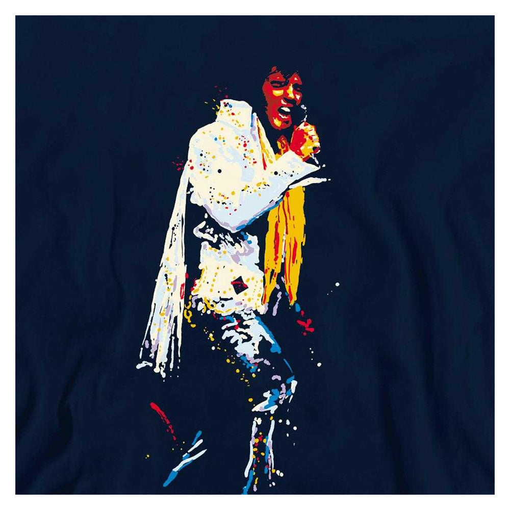 Navy - Side - Elvis Presley Childrens-Kids Yellow Scarf Pull Over Hoodie