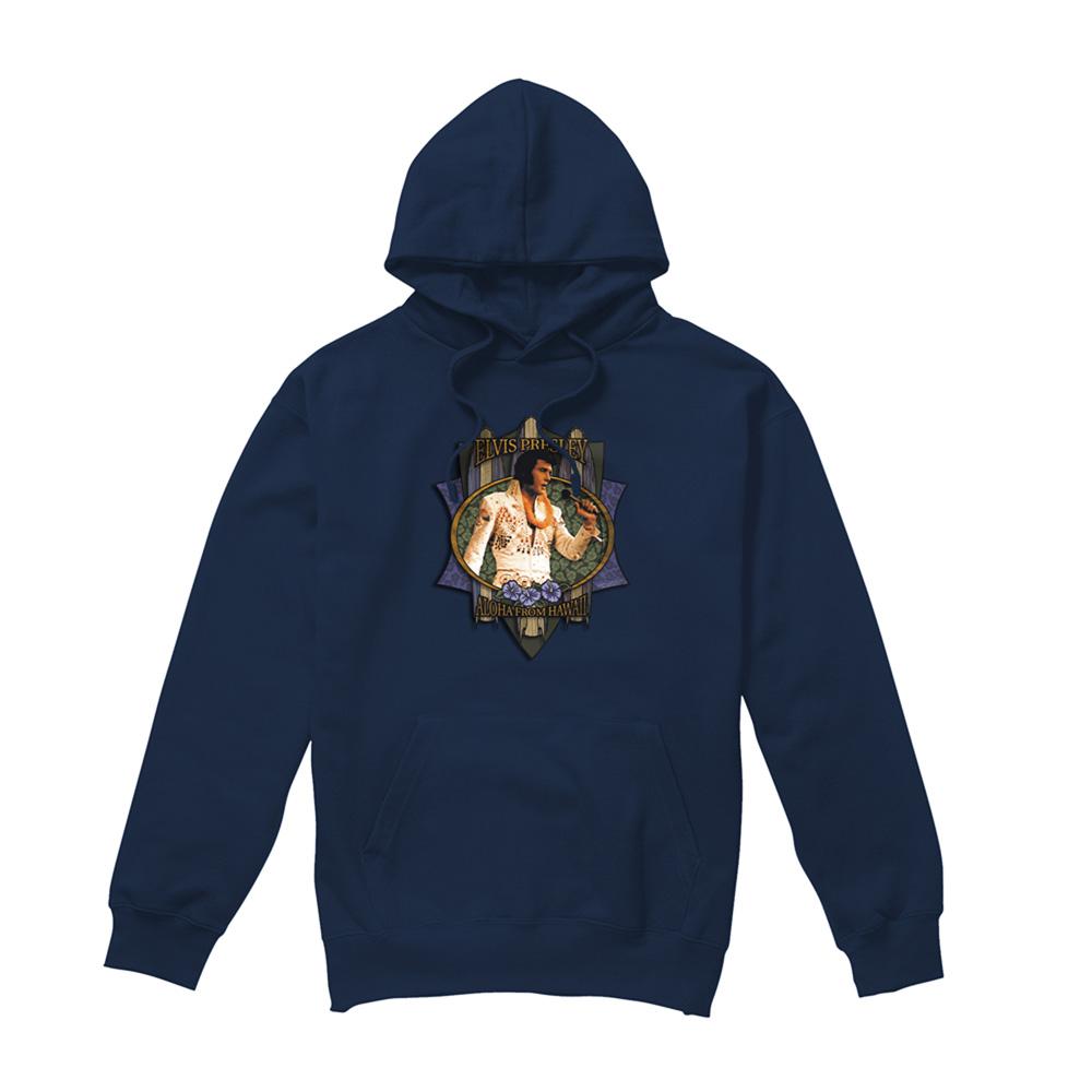 Navy - Front - Elvis Presley Unisex Adult Aloha From Hawaii Hoodie