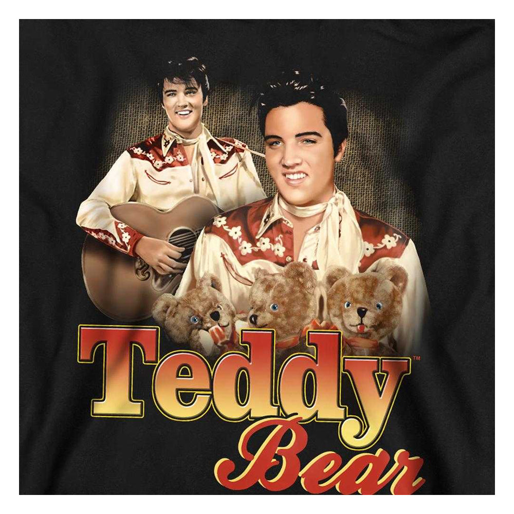 Black - Side - Elvis Presley Childrens-Kids Teddy Bear Pull Over Hoodie