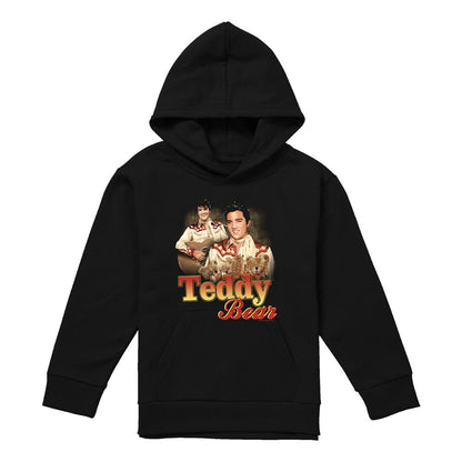 Black - Front - Elvis Presley Childrens-Kids Teddy Bear Pull Over Hoodie