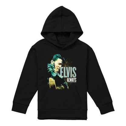 Black - Front - Elvis Presley Childrens-Kids Always The Original Pull Over Hoodie