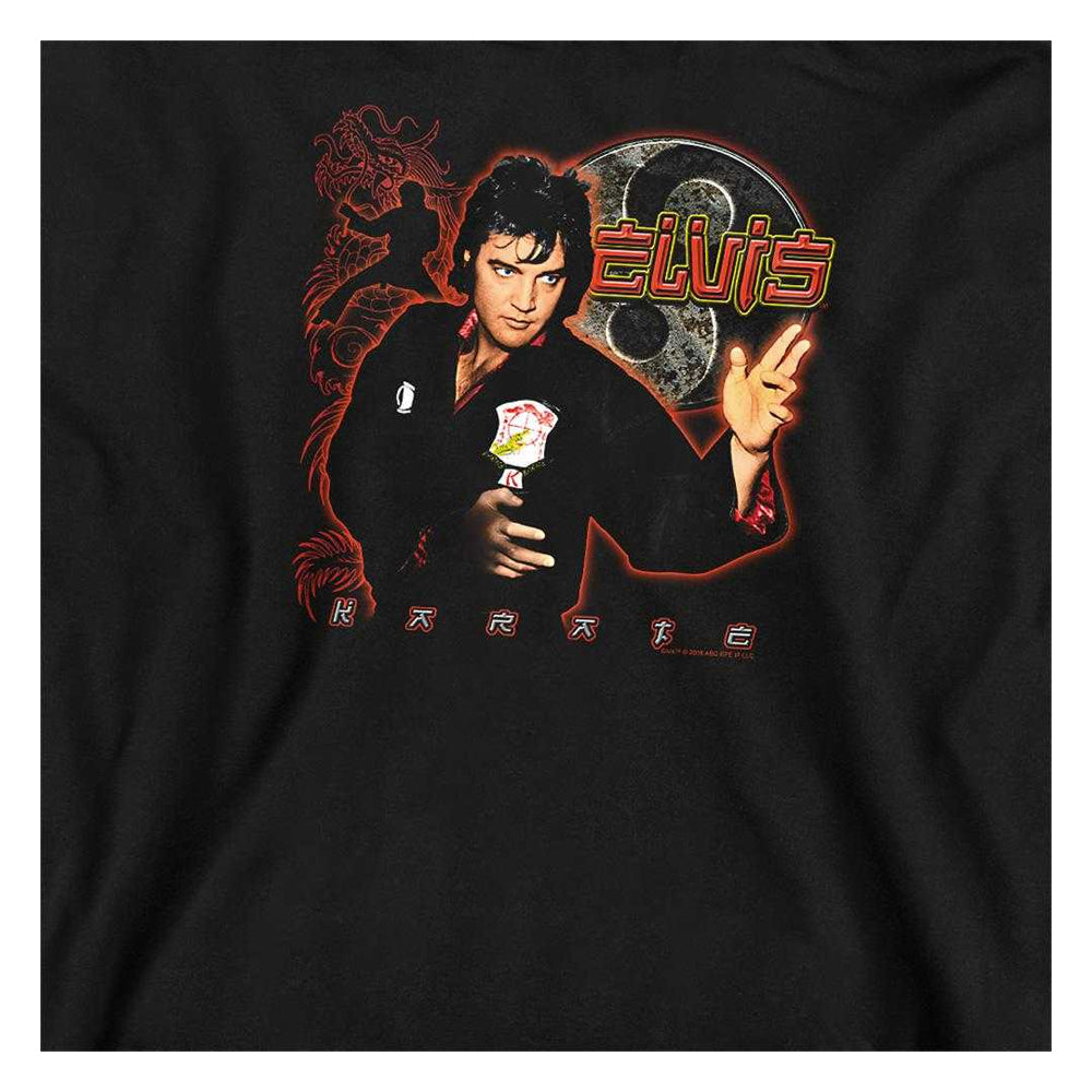 Black - Side - Elvis Presley Childrens-Kids Pull Over Karate Hoodie