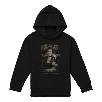 Black - Front - Elvis Presley Childrens-Kids 1954 Pull Over Hoodie