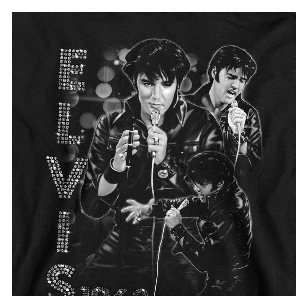 Black - Side - Elvis Presley Childrens-Kids Leather Jacket Pull Over Hoodie