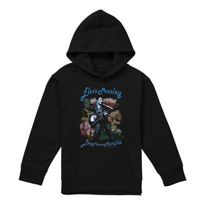 Black - Front - Elvis Presley Childrens-Kids Memphis Pull Over Hoodie