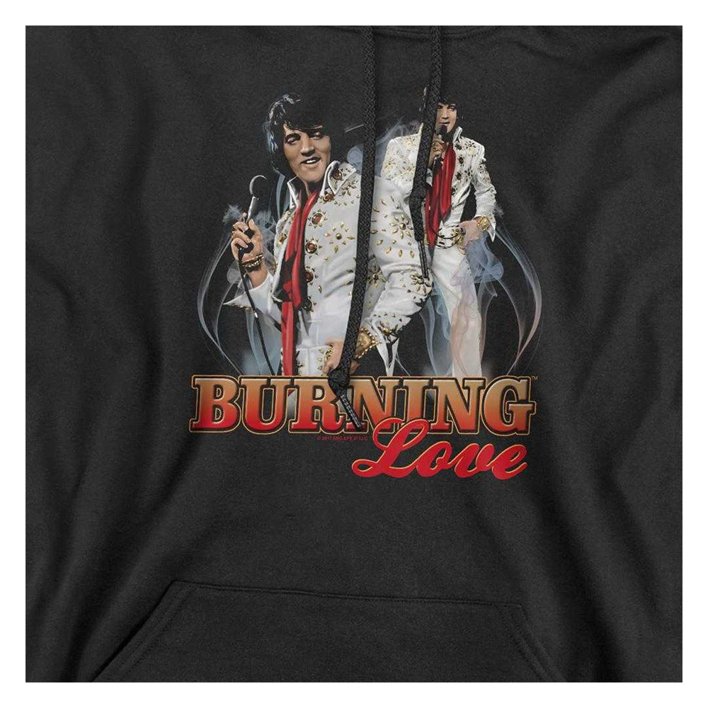 Black - Side - Elvis Presley Unisex Adult Burning Love Hoodie