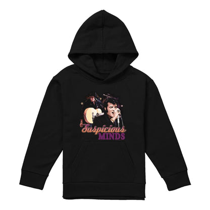 Black - Front - Elvis Presley Childrens-Kids Suspicious Minds Pull Over Hoodie