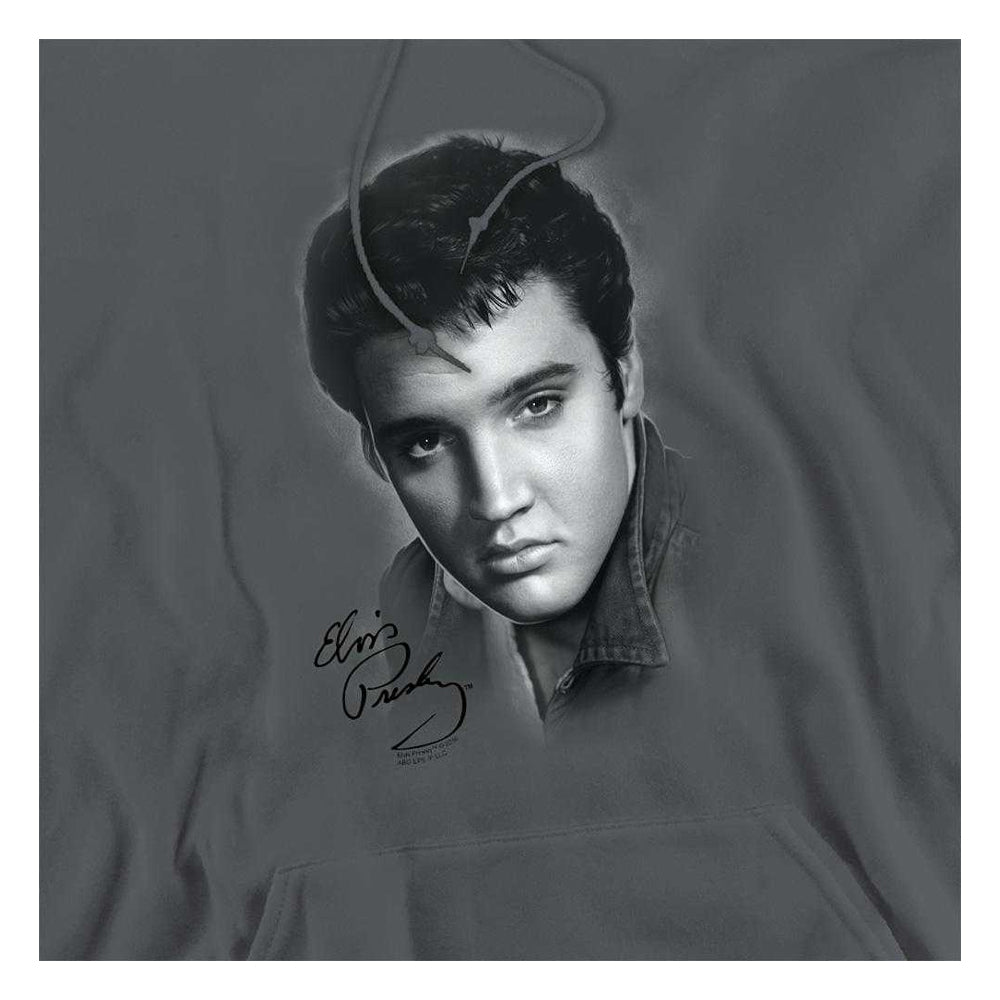 Charcoal - Close up - Elvis Presley Unisex Adult Portrait Hoodie