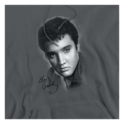 Charcoal - Close up - Elvis Presley Unisex Adult Portrait Hoodie
