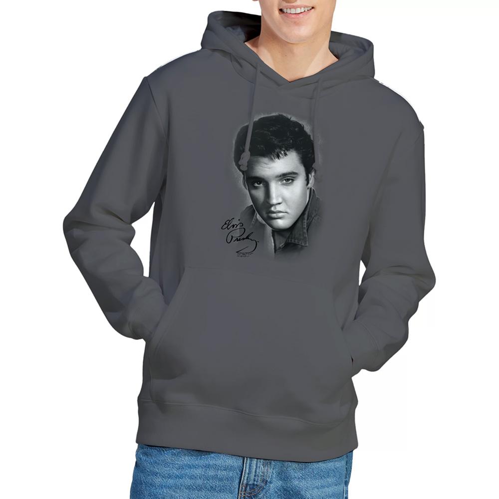 Charcoal - Side - Elvis Presley Unisex Adult Portrait Hoodie
