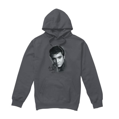Charcoal - Front - Elvis Presley Unisex Adult Portrait Hoodie