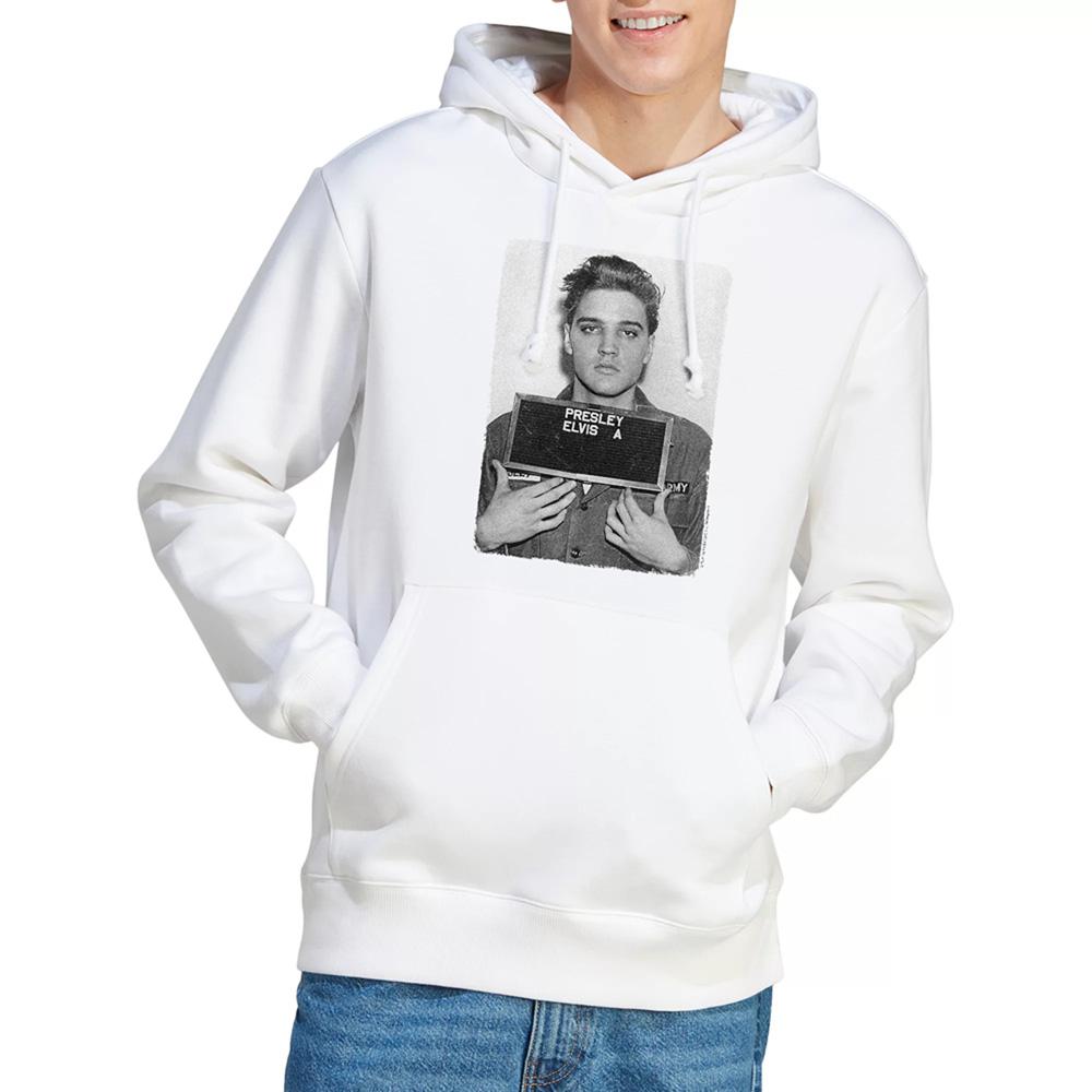 White - Lifestyle - Elvis Presley Unisex Adult Army Mug Shot Hoodie
