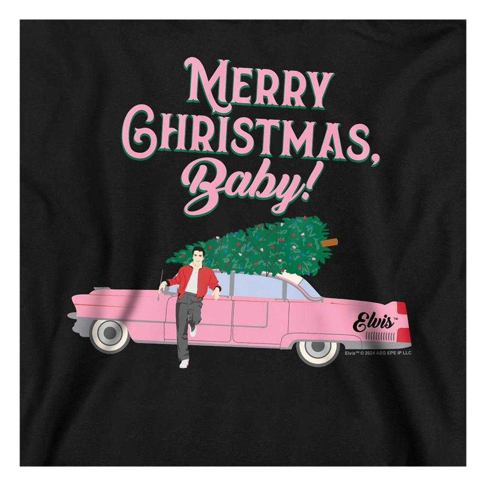 Black - Side - Elvis Presley Unisex Adult Merry Christmas Baby Sweatshirt