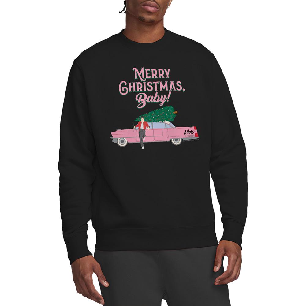 Black - Lifestyle - Elvis Presley Unisex Adult Merry Christmas Baby Sweatshirt