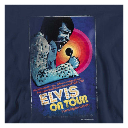 Navy - Side - Elvis Presley Unisex Adult On Tour Poster Sweatshirt