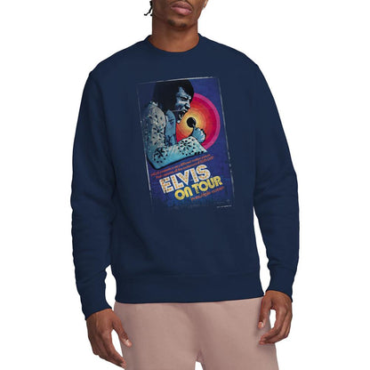 Navy - Lifestyle - Elvis Presley Unisex Adult On Tour Poster Sweatshirt