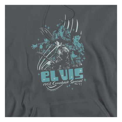 Charcoal - Side - Elvis Presley Unisex Adult 68 Leather Hoodie