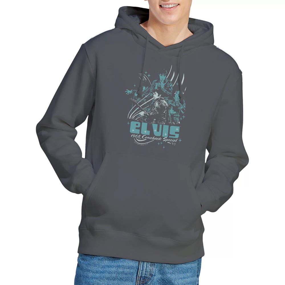 Charcoal - Lifestyle - Elvis Presley Unisex Adult 68 Leather Hoodie