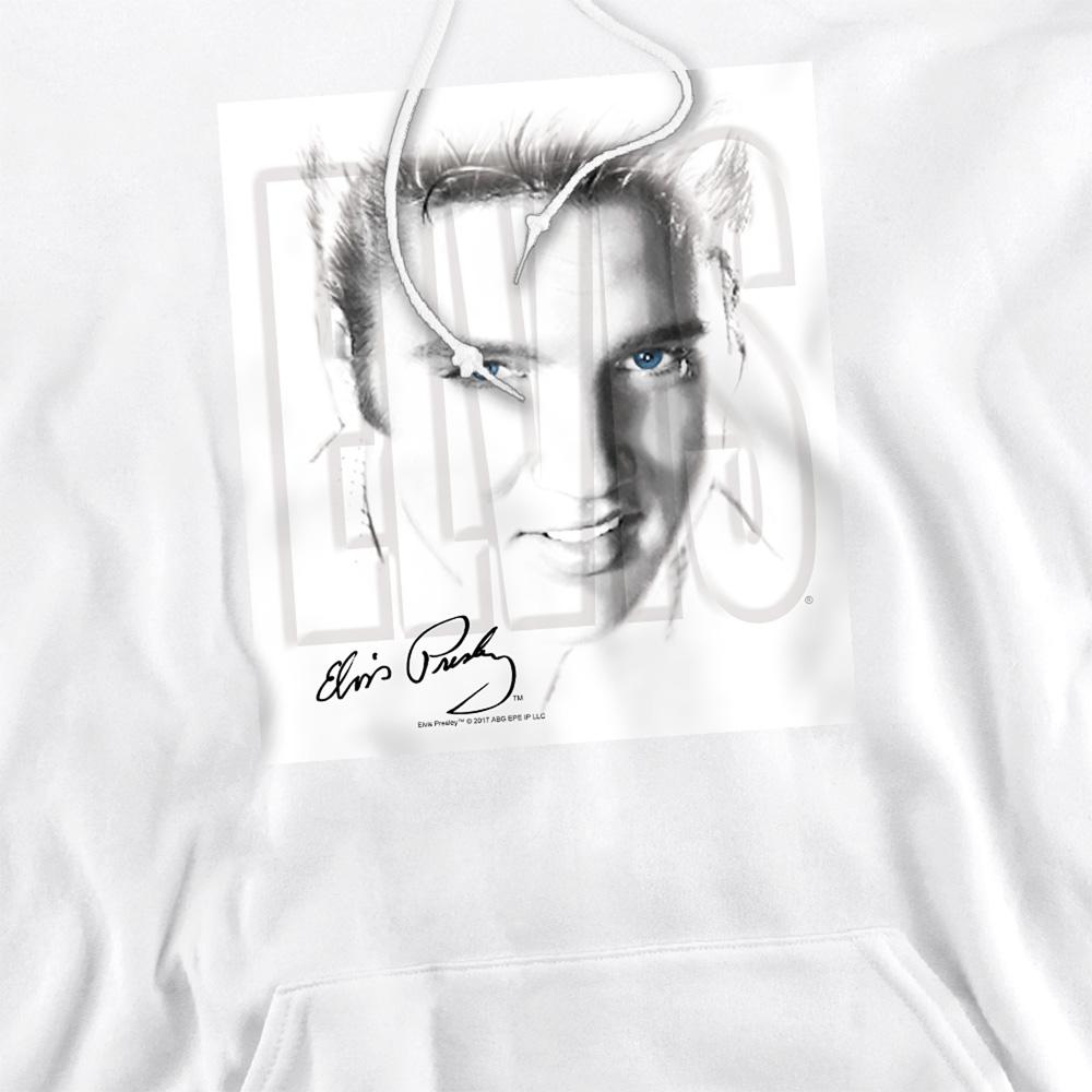 White - Side - Elvis Presley Unisex Adult Blue Eyes Hoodie
