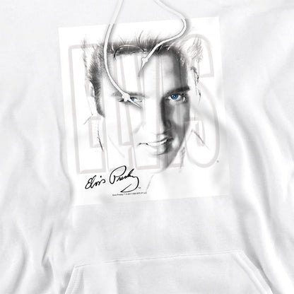 White - Side - Elvis Presley Unisex Adult Blue Eyes Hoodie