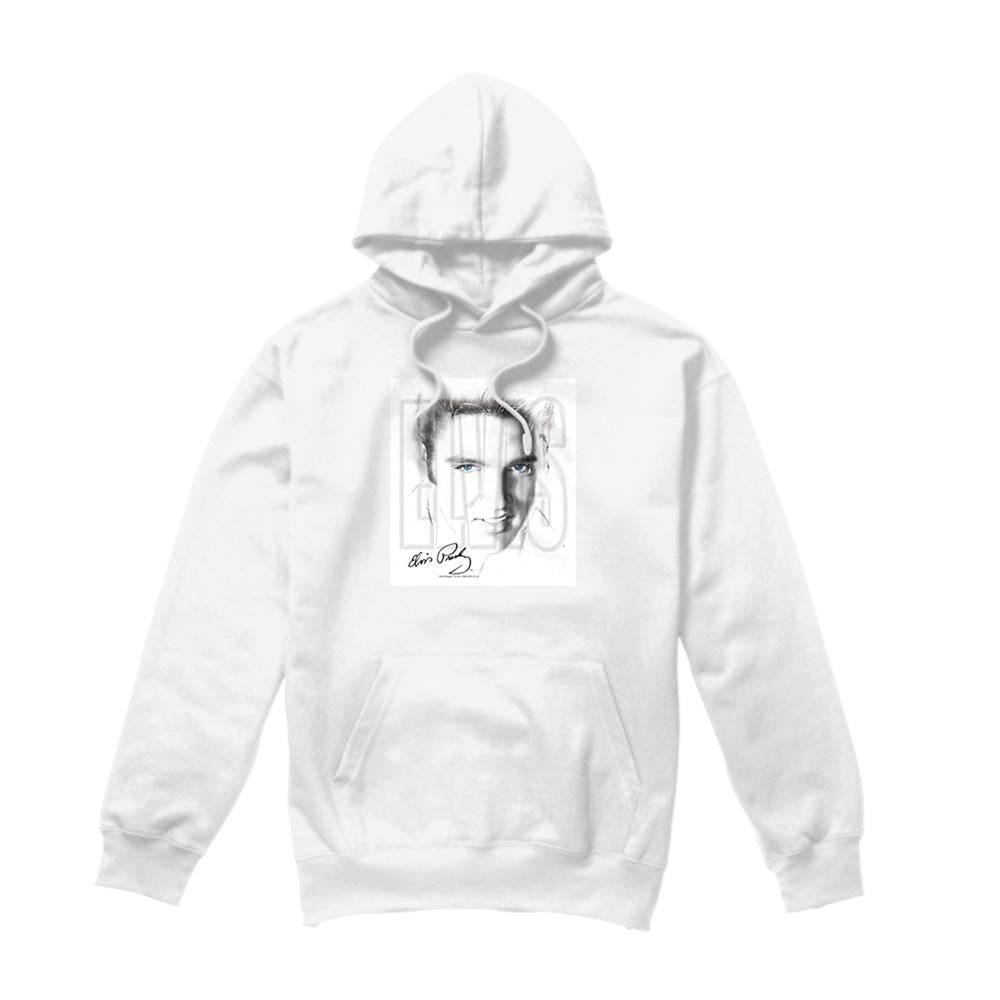 White - Front - Elvis Presley Unisex Adult Blue Eyes Hoodie