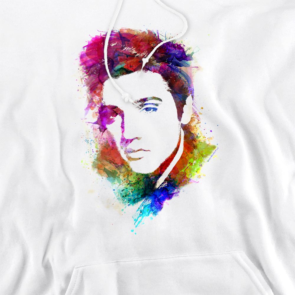 White - Lifestyle - Elvis Presley Unisex Adult Watercolor King Hoodie