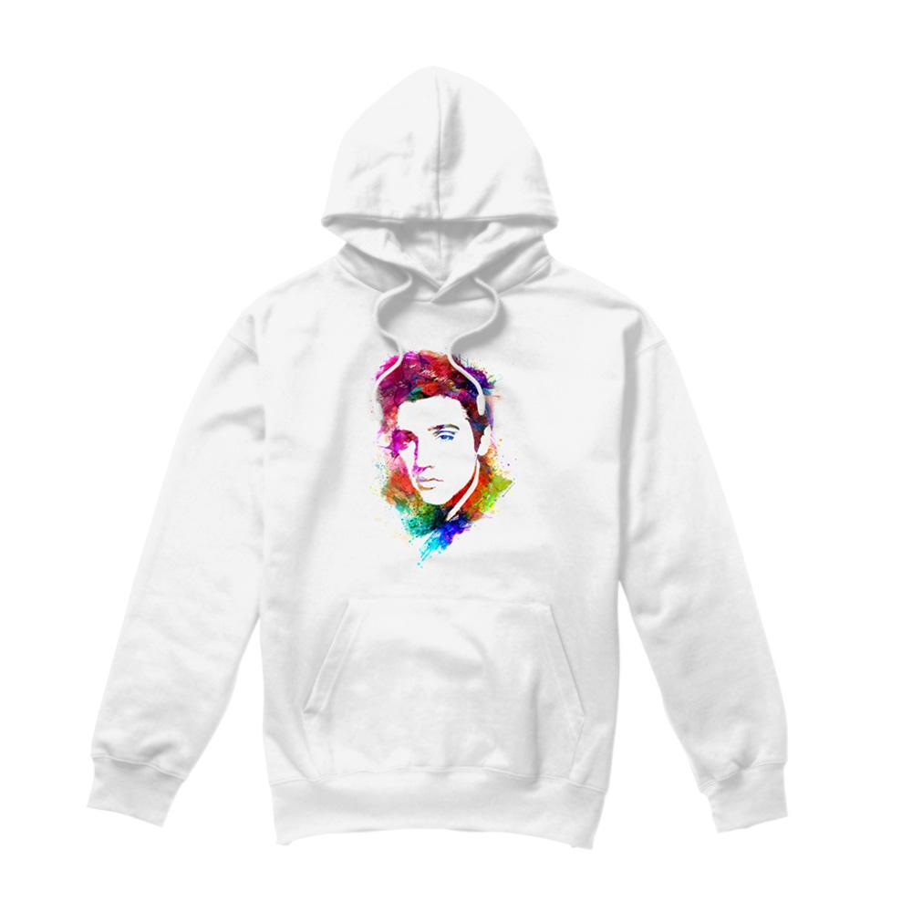 White - Front - Elvis Presley Unisex Adult Watercolor King Hoodie