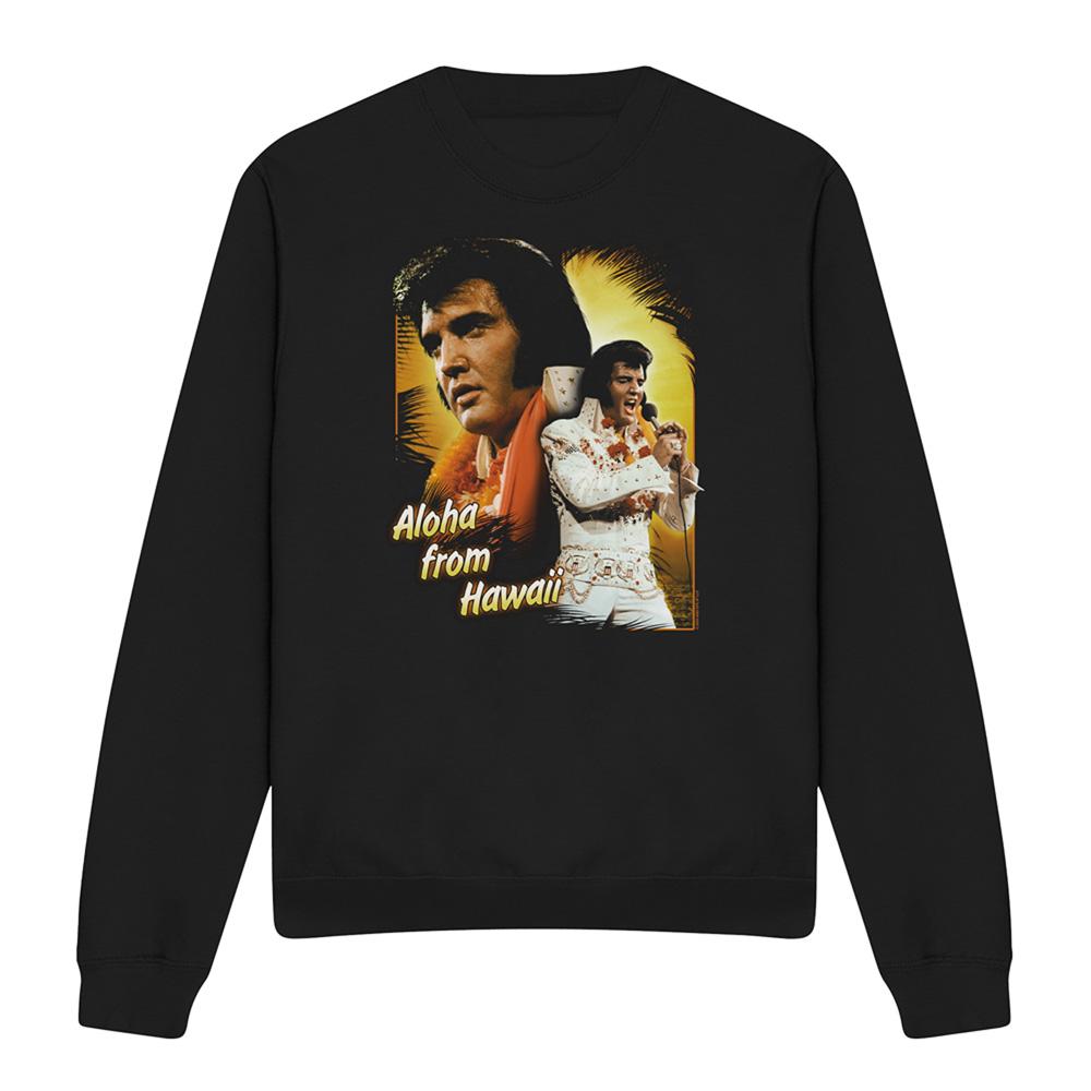 Black - Front - Elvis Presley Unisex Adult Aloha Sweatshirt