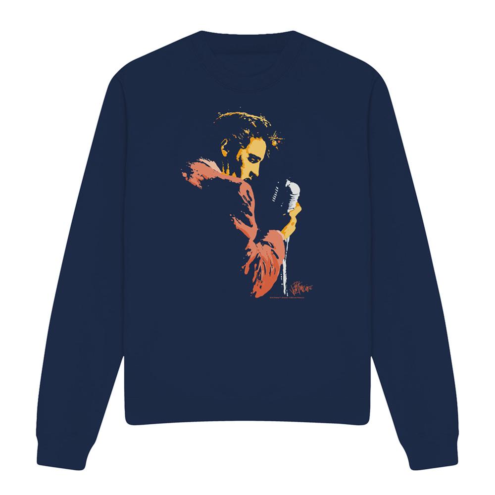 Navy - Front - Elvis Presley Unisex Adult Early Elvis Sweatshirt