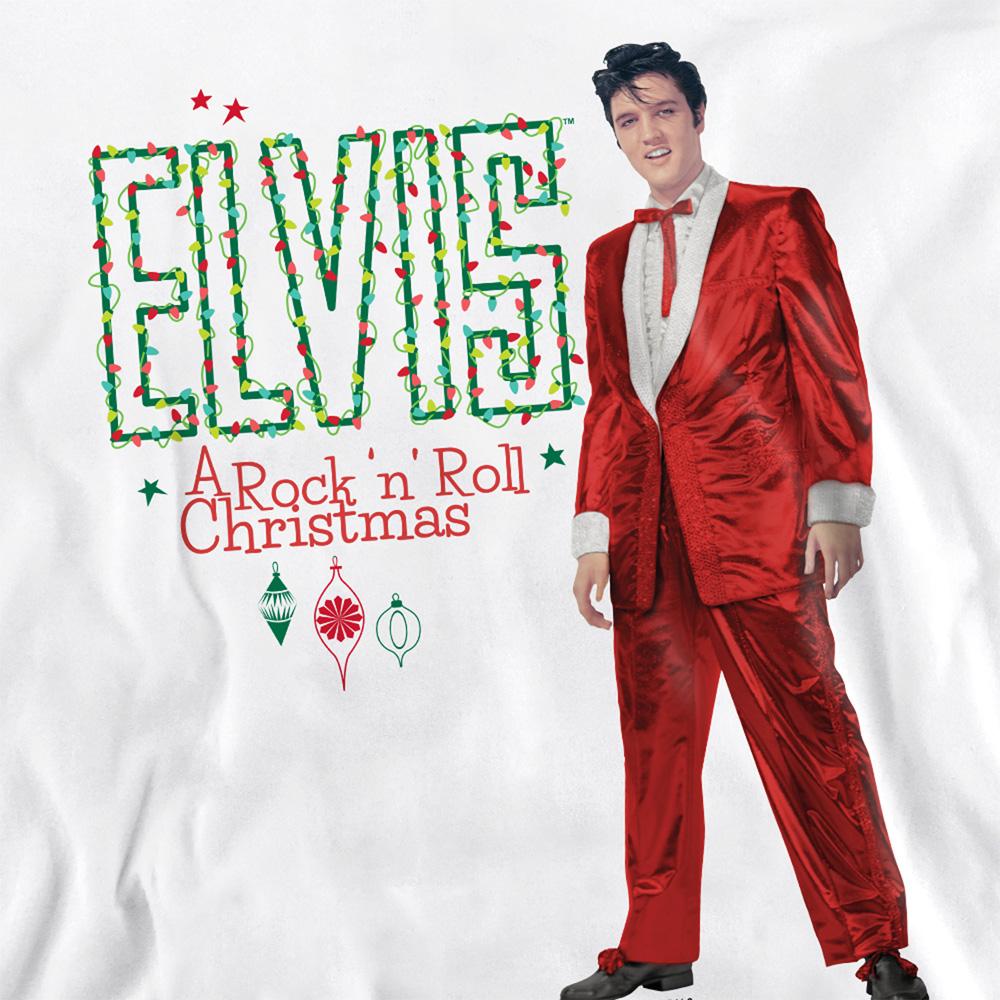 White - Side - Elvis Presley Unisex Adult Holiday Lights Sweatshirt