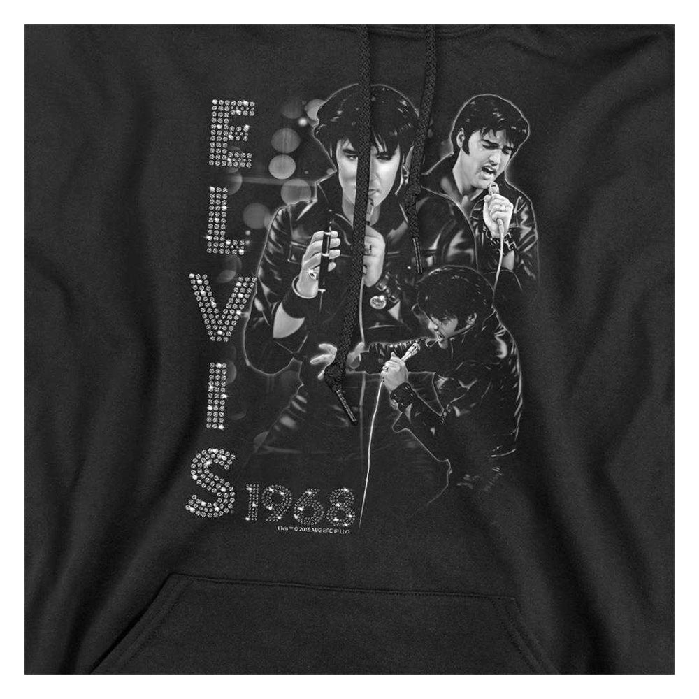 Black - Side - Elvis Presley Unisex Adult Leathered Hoodie