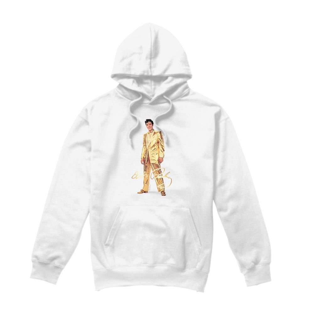 White - Front - Elvis Presley Unisex Adult Gold Lame Suit Hoodie