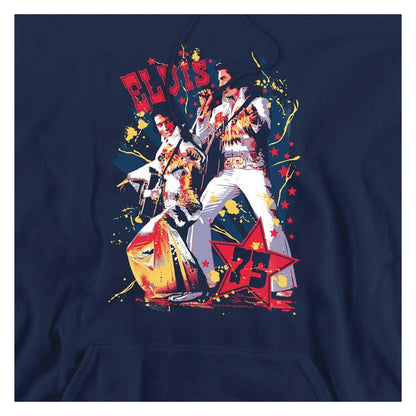 Navy - Side - Elvis Presley Unisex Adult Eagle Elvis Hoodie