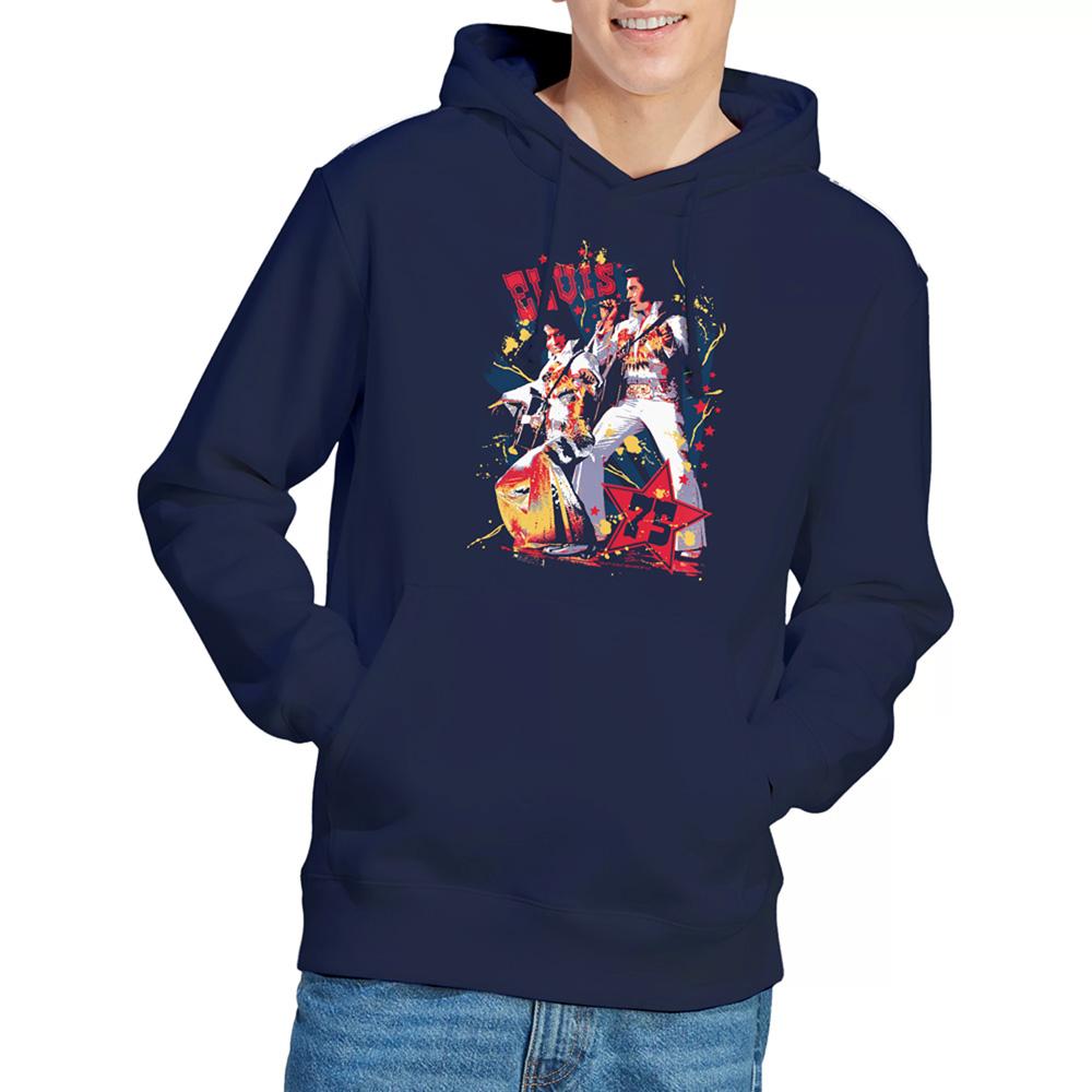 Navy - Lifestyle - Elvis Presley Unisex Adult Eagle Elvis Hoodie